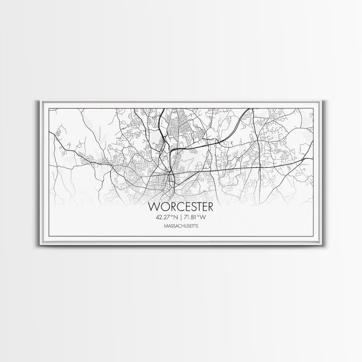 Worcester City Map, Massachusetts Art, Map Print, Modern Wall Art, Wall Art, Canvas Art, Dining Room Décor, Boho Wall Art, Prints Wall Art