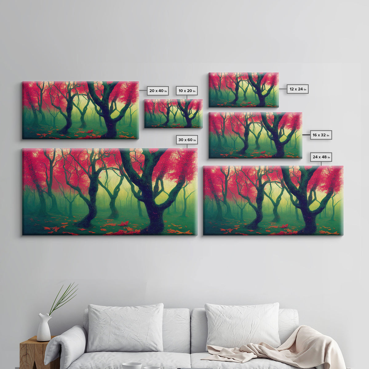 Japanese Maple Forest, Framed Canvas Print, Ready To Hang Wall Art