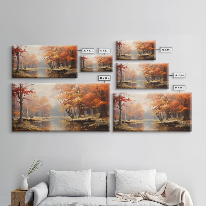 Beautiful Fall Landscape Painting Framed Canvas Print, Fall Decor, Thanksgiving Decor, Autumn Decor, Home Decor, Fall Decorations