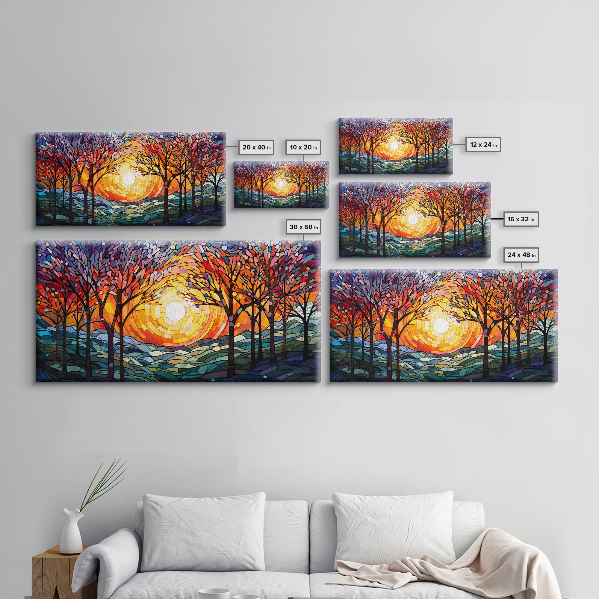 Colorful Mosaic Painting, Thanksgiving Decor, Stained Glass Canvas Print, Norse Mythology Inspired, Fall Centerpiece Art, Autumn Decor
