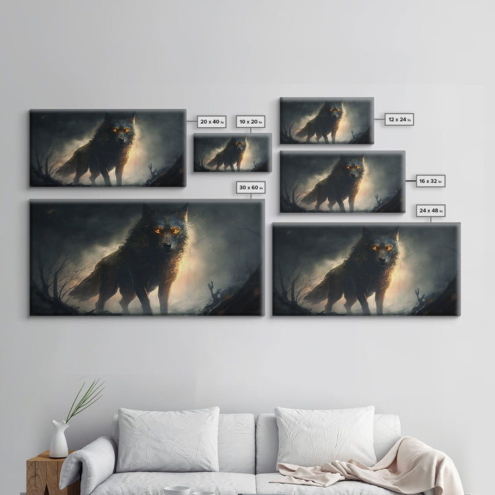 The Great Wolf Fenrir, Framed Canvas Print, Norse Mythology, Fantasy Art