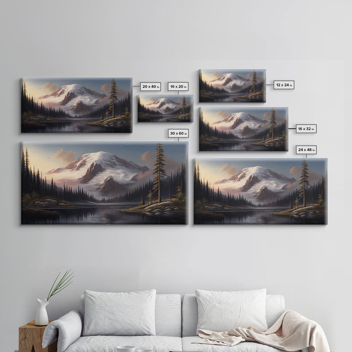Mountain Canvas Print Wall Art, Mountain Landscape Painting, Mount Rainier, Washington Mountains, Travel  Art, Watercolor Painting