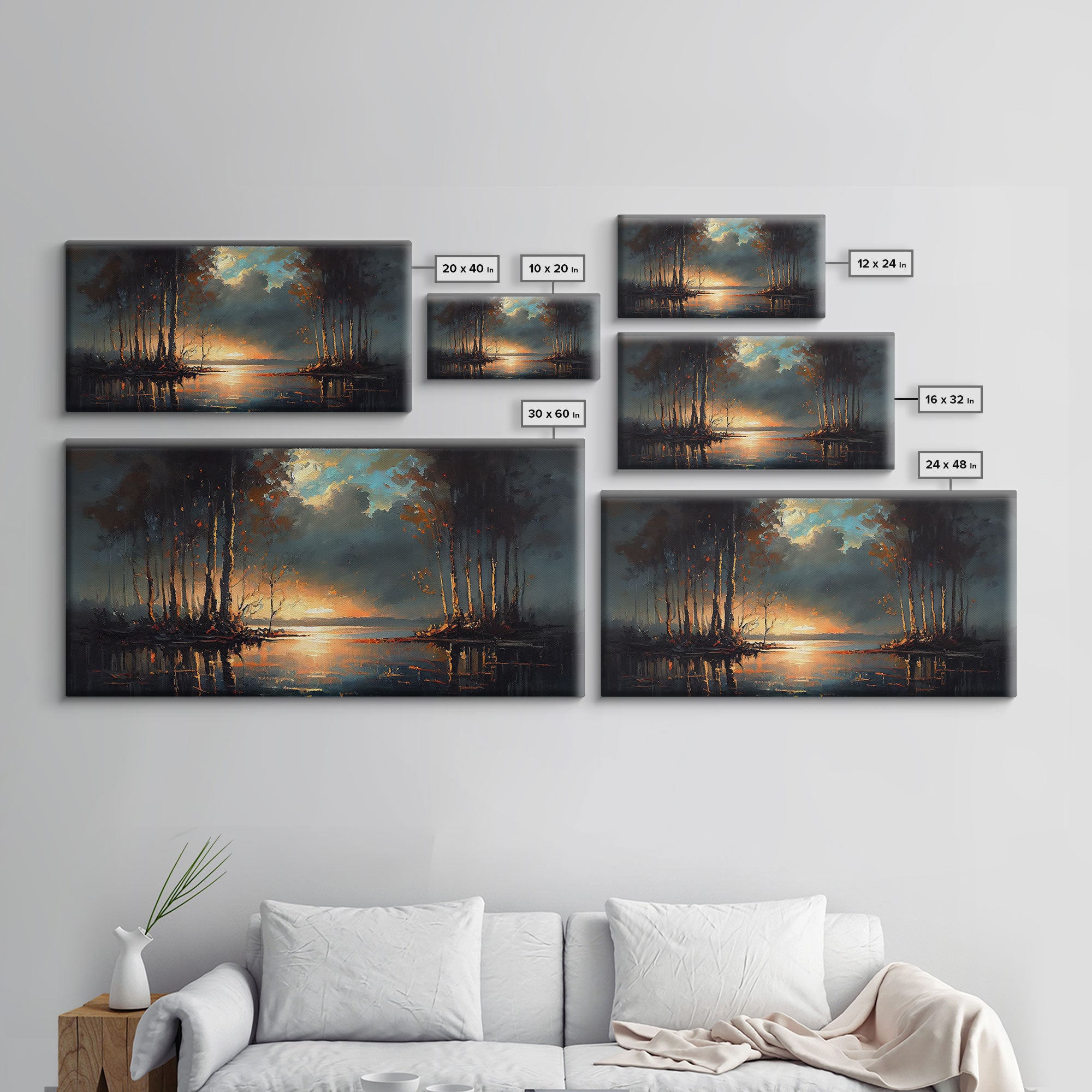 Moody Landscape Painting, Canvas Print, Framed Wall Art, Wall Decor, Vintage Style Art, Vintage Wall Art, Antique Reproduction Art