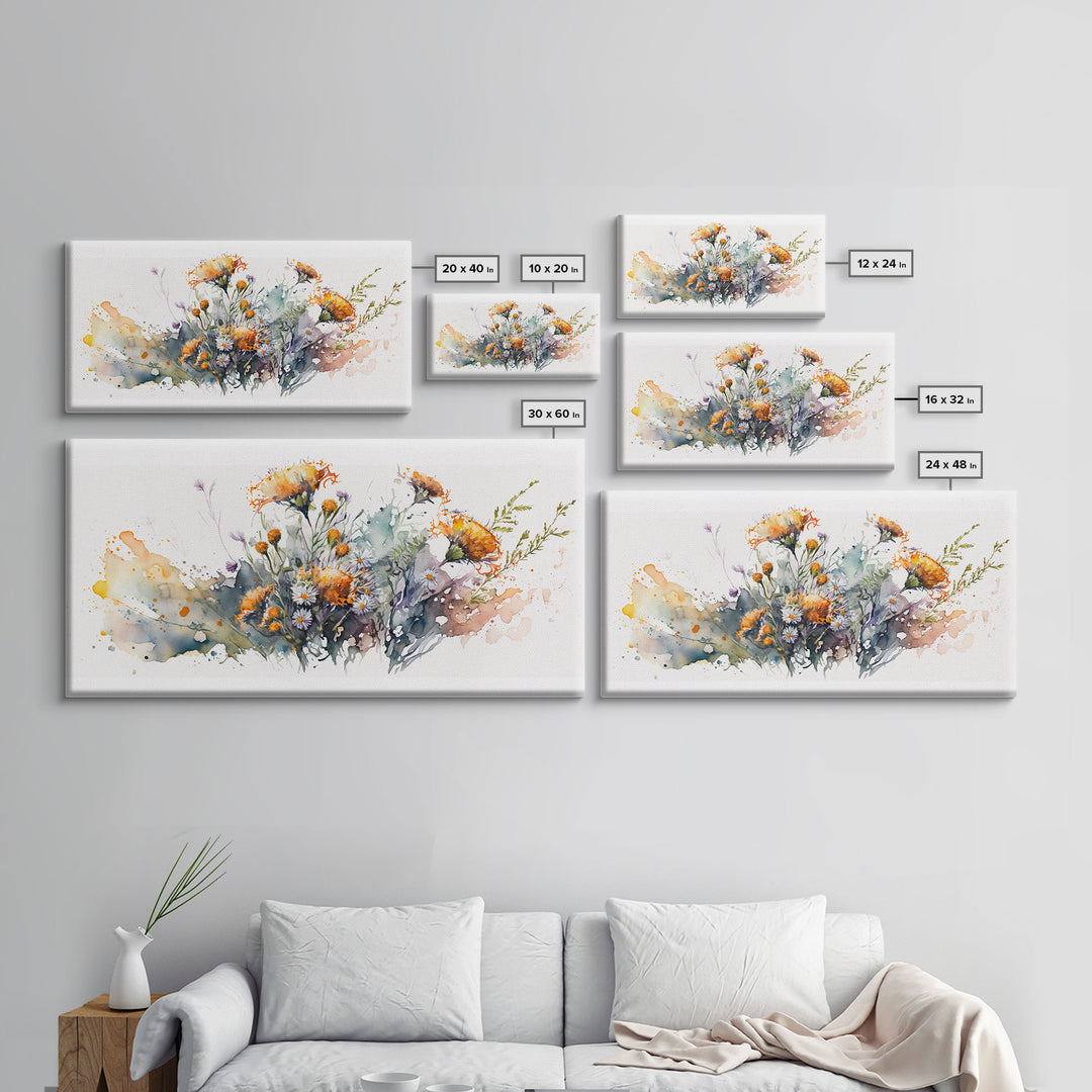 Rustic Farmhouse Decor, Framed Canvas Print, Floral Watercolor Painting, Flower Art, Flower Painting, Entry Room Painting, Gift For Mom