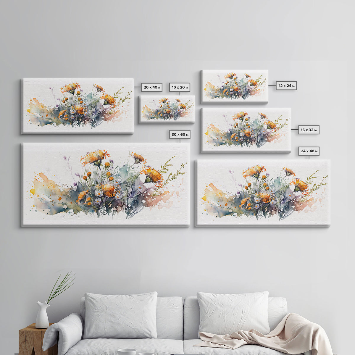 Rustic Farmhouse Decor, Framed Canvas Print, Floral Watercolor Painting, Flower Art, Flower Painting, Entry Room Painting, Gift For Mom