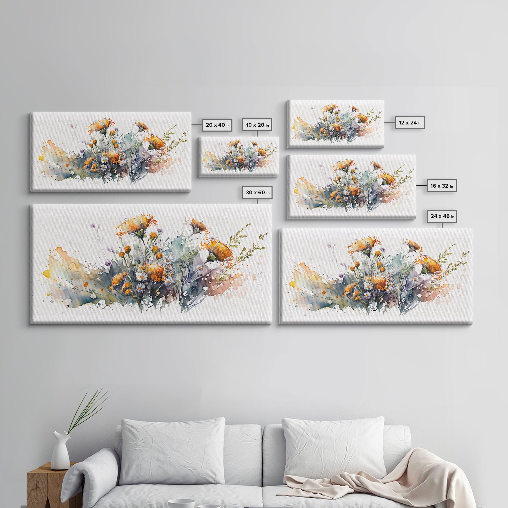 Rustic Farmhouse Decor, Framed Canvas Print, Floral Watercolor Painting, Flower Art, Flower Painting, Entry Room Painting, Gift For Mom