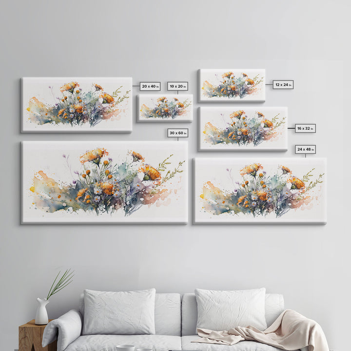 Rustic Farmhouse Decor, Framed Canvas Print, Floral Watercolor Painting, Flower Art, Flower Painting, Entry Room Painting, Gift For Mom