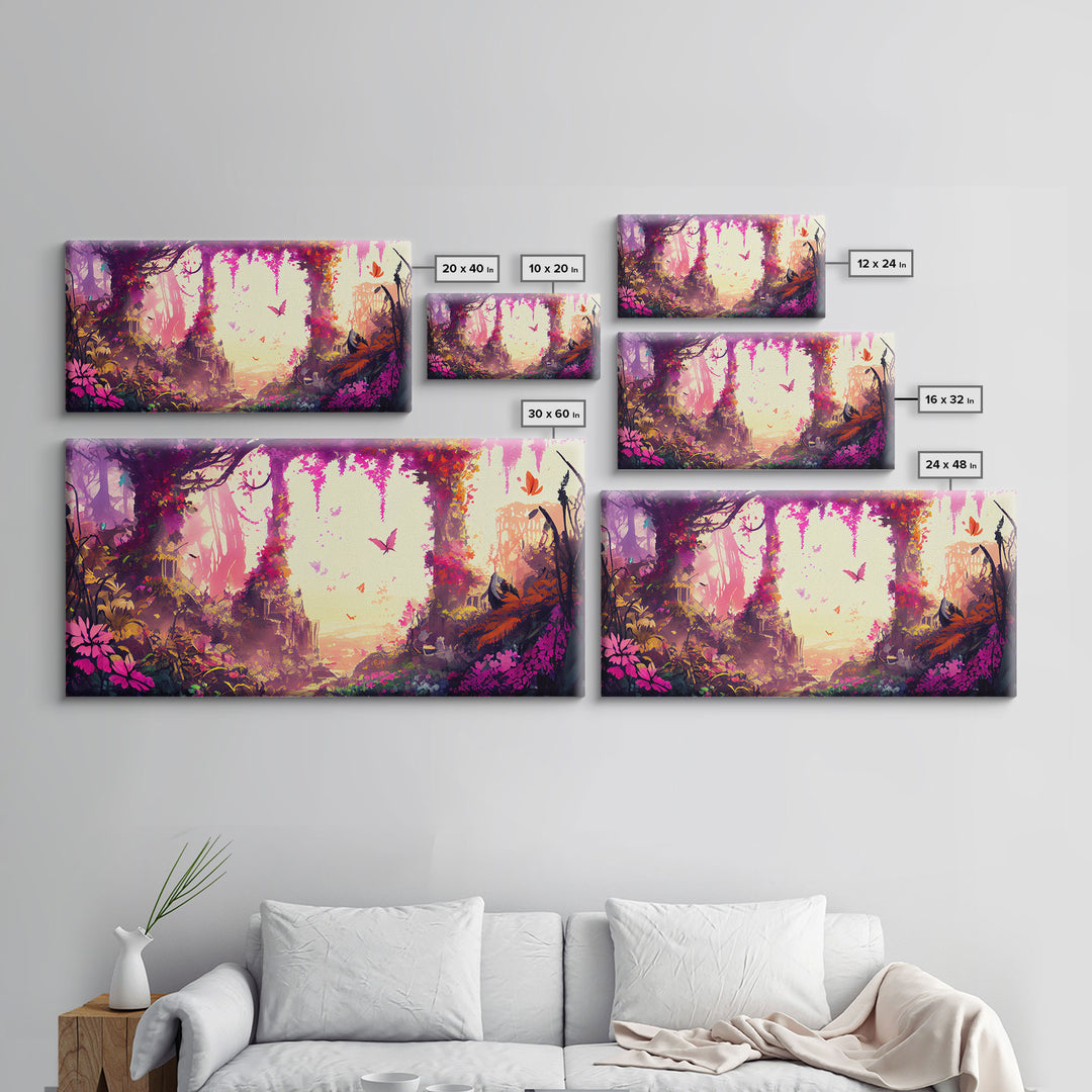 Pink Forest Art | Framed Canvas Print | Framed Art | Fantasy Decor | Magenta / Fuchsia Gift | Large Format Art