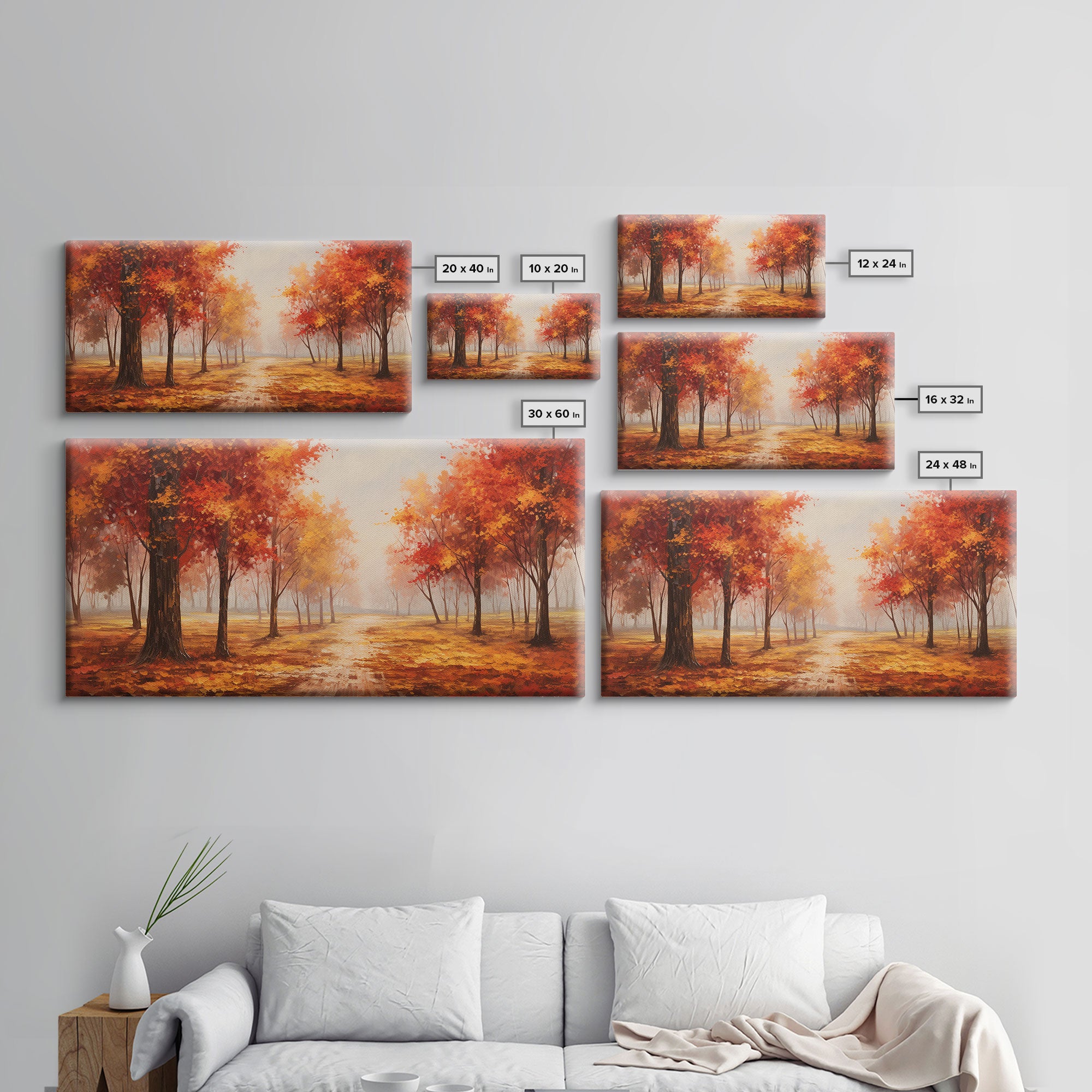 Fall Decor, Beautiful Forest In Early Autumn, Landscape Framed Canvas Print Painting, Wall Art, Wall Decor, Autumn Decor, Farmhouse Decor