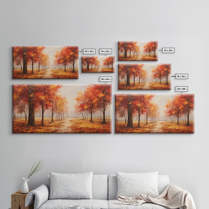 Fall Decor, Beautiful Forest In Early Autumn, Landscape Framed Canvas Print Painting, Wall Art, Wall Decor, Autumn Decor, Farmhouse Decor