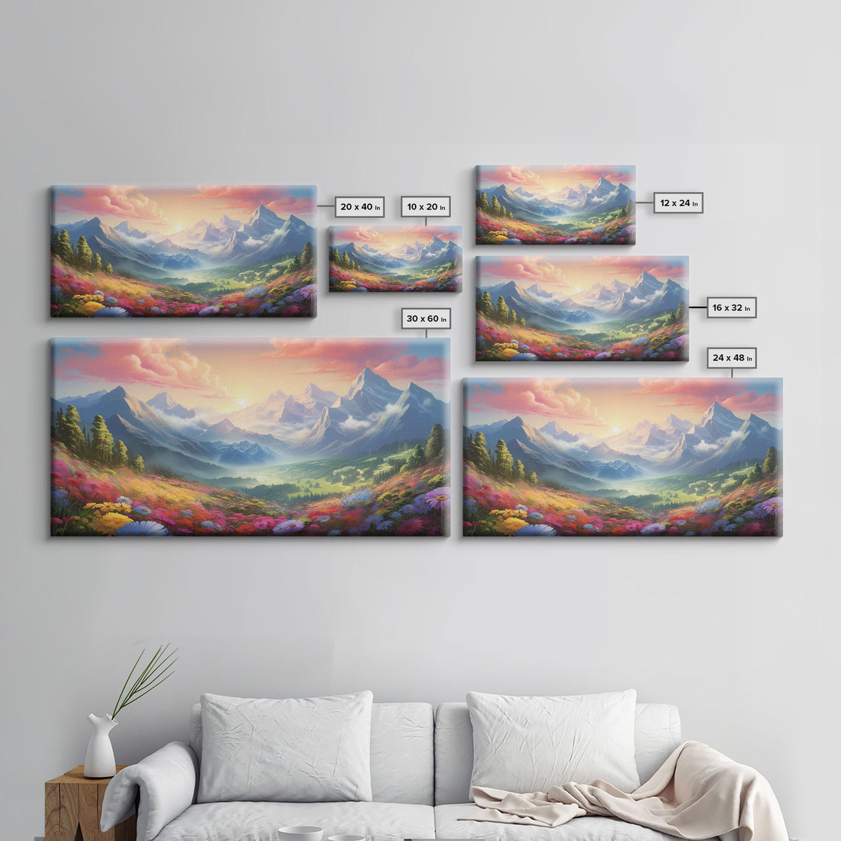 Mountain Painting Canvas Print, Colorful Art, Mountain Art, Landscape Painting, Mountain Wall Art, Nature Painting, Mountain Art Print