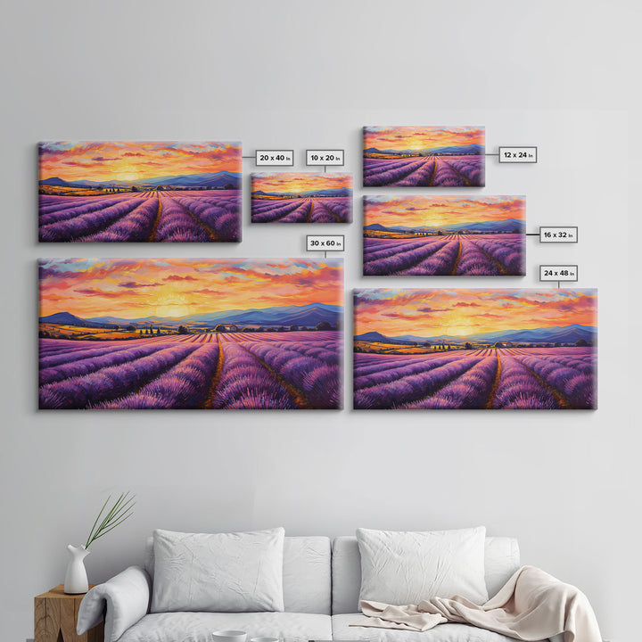 Lavender Fields, Framed Canvas Print, Purple Art, Southwestern Decor, Farmhouse Art, Centerpiece Art, Digital Wall Art, Landacape Painting