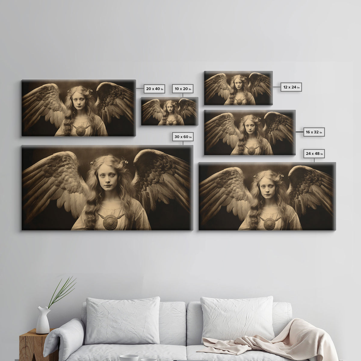 Tintype Photo Of An Angel, Angel Art, Angel Painting, Framed Canvas Print, Guardian Angel, Angel Art Print, Angel Wings, Religious Art