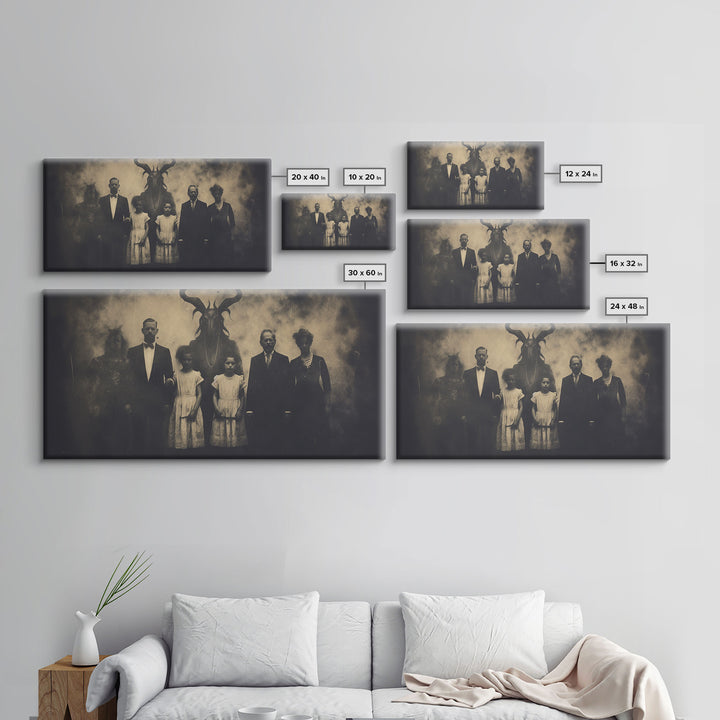 The Demon Cult, Haunted Art, Creepy Halloween Decor, Framed Canvas Print, Vintage Tintype Photo Art, Halloween Print