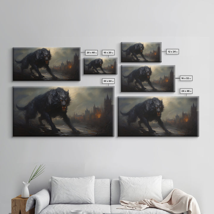 The Werewolf, Halloween Art Print, Framed Canvas Art, Halloween Poster Print, Victorian Dark Academia Oil Painting