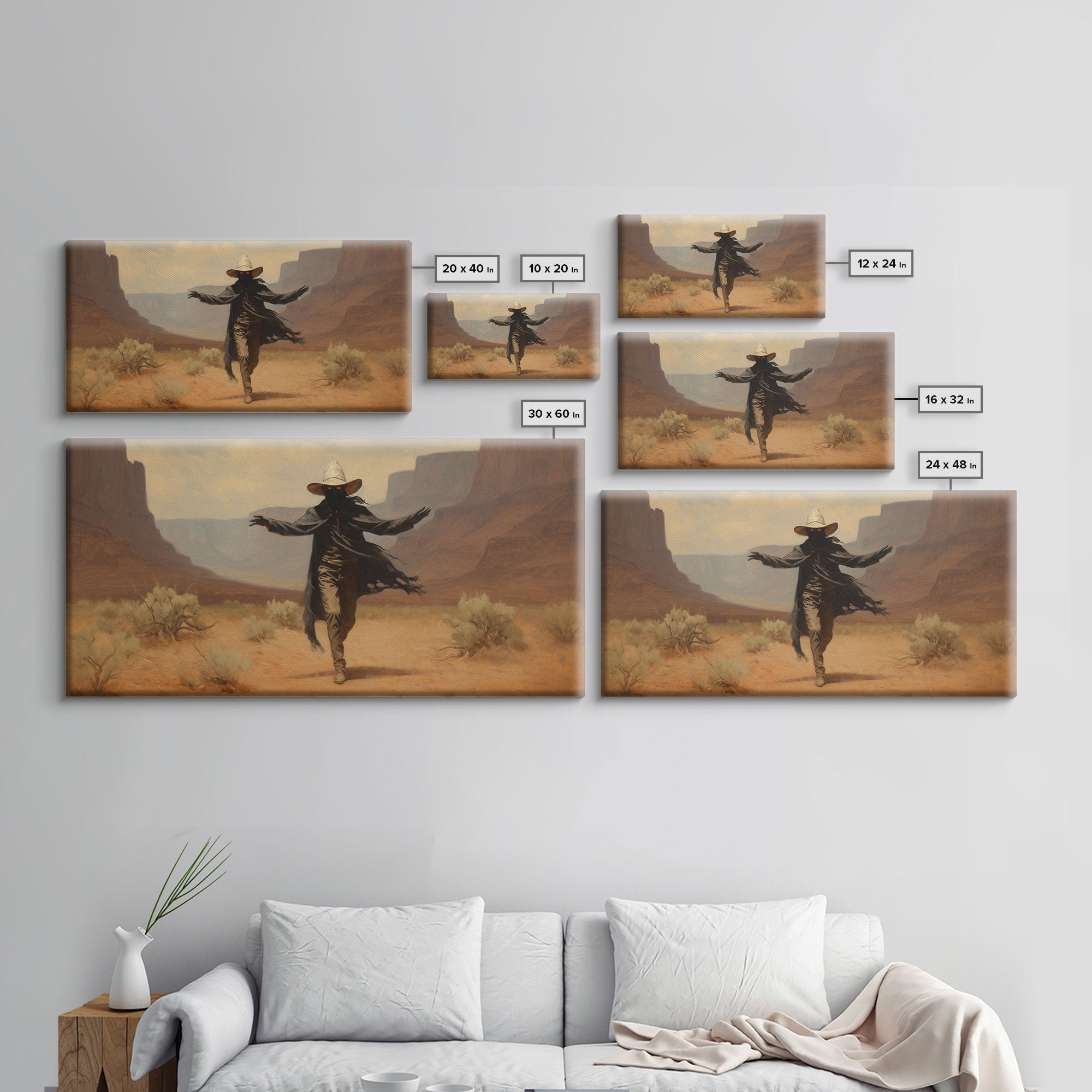 The Fabulous Ghost Cowboy Art, Framed Canvas Print, Halloween art, spooky decor, cowboy art, western decor,  ghost art