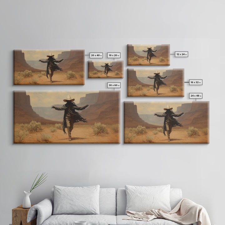 The Fabulous Ghost Cowboy Art, Framed Canvas Print, Halloween art, spooky decor, cowboy art, western decor,  ghost art