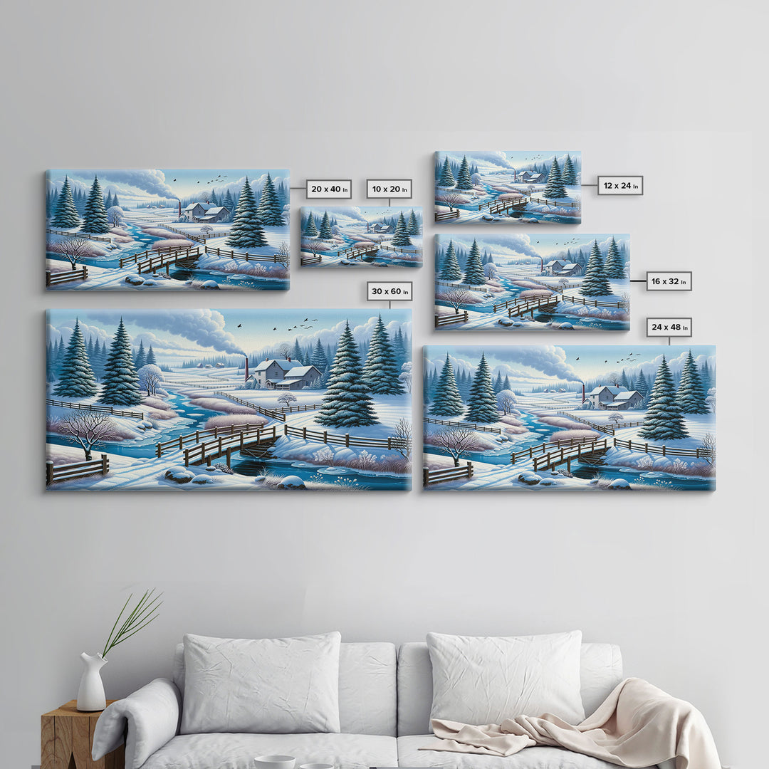 Scenic Winter Wonderland Framed Canvas Print | Winter Decor | Winter Centerpiece Above Mantle Or Sofa | Christmas Decor