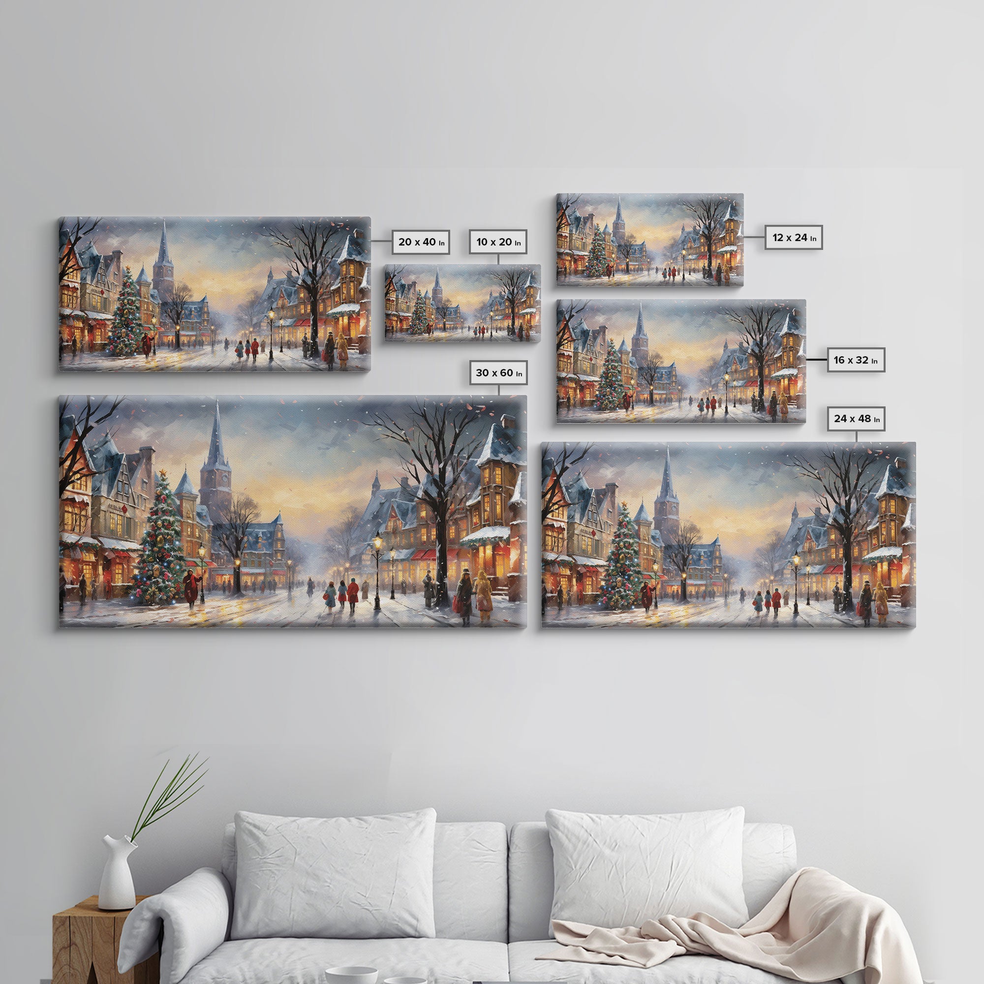Retro Christmas Winter Wonderland Framed Canvas Print - Christmas Decoration - Christmas Art - Christmas Living Room Decor