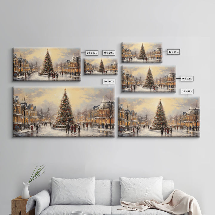 Retro Christmas Village Framed Christmas Wall Art - Framed Christmas Art - Canvas Art - St. Nicholas - Winter Wonderland Centerpiece