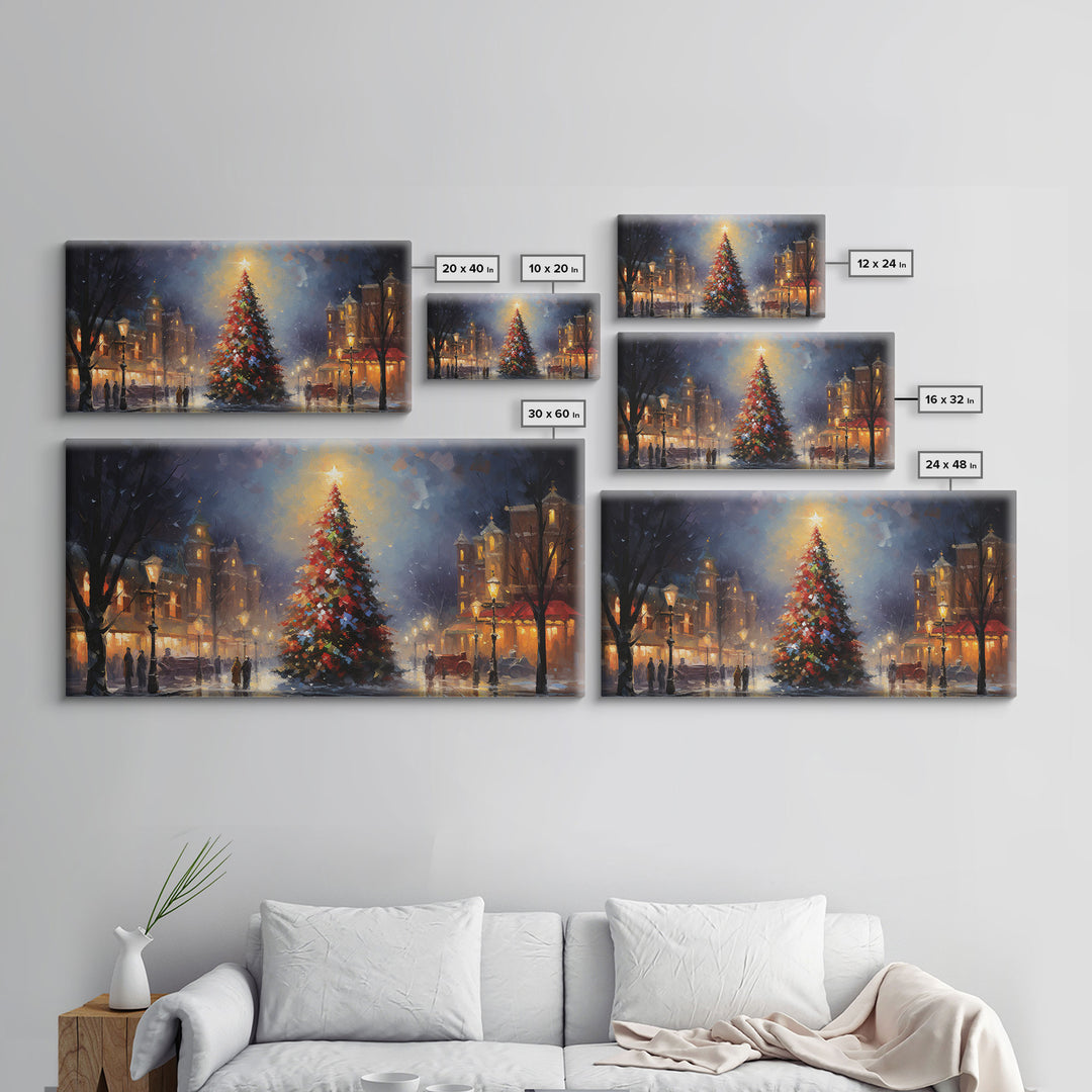 Retro Christmas Village Framed Christmas Wall Art - Framed Christmas Art - Canvas Art - Winter Decor - Winter Wonderland Centerpiece