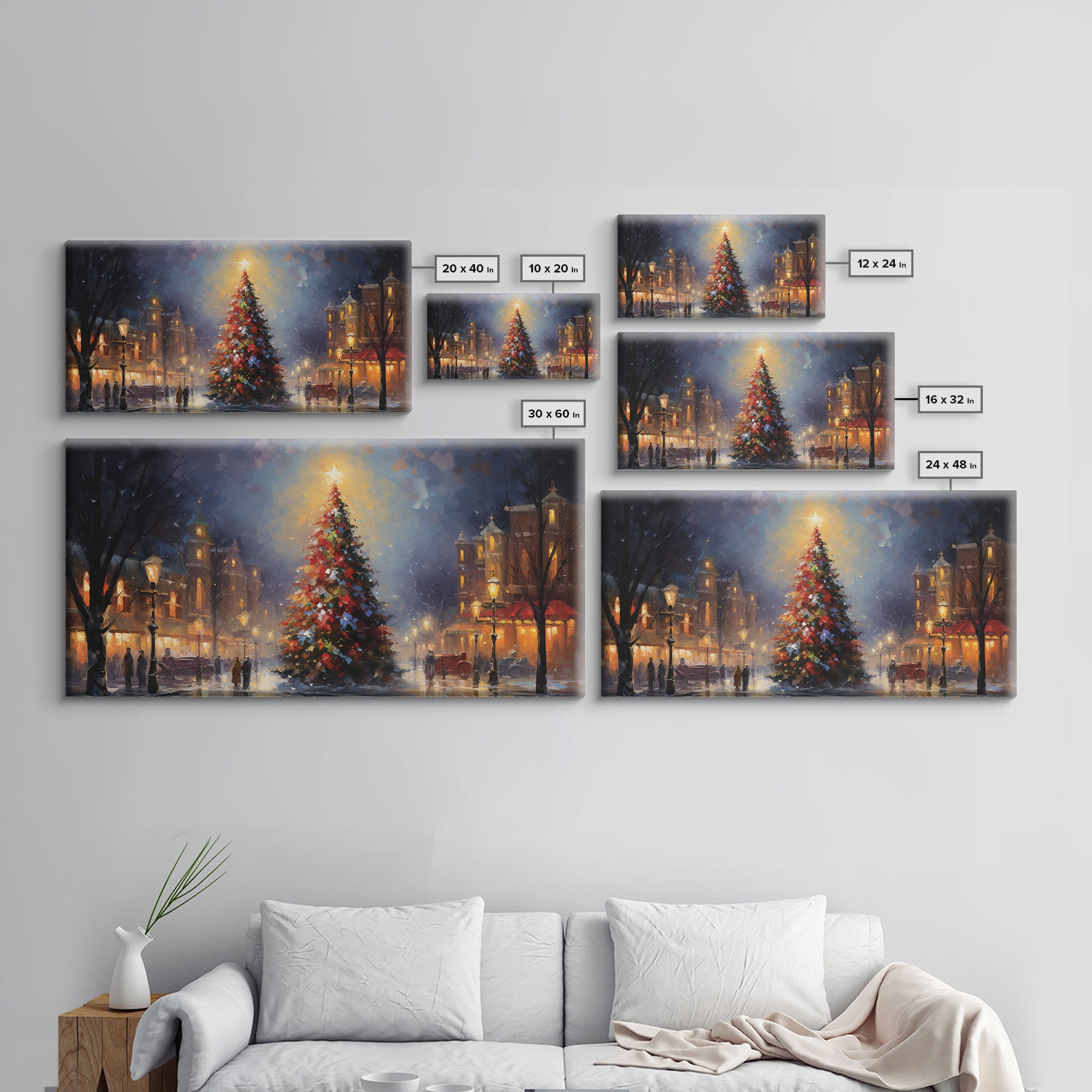 Retro Christmas Village Framed Christmas Wall Art - Framed Christmas Art - Canvas Art - Winter Decor - Winter Wonderland Centerpiece
