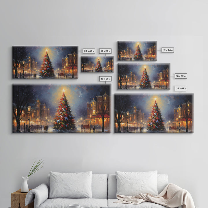 Retro Christmas Village Framed Christmas Wall Art - Framed Christmas Art - Canvas Art - Winter Decor - Winter Wonderland Centerpiece