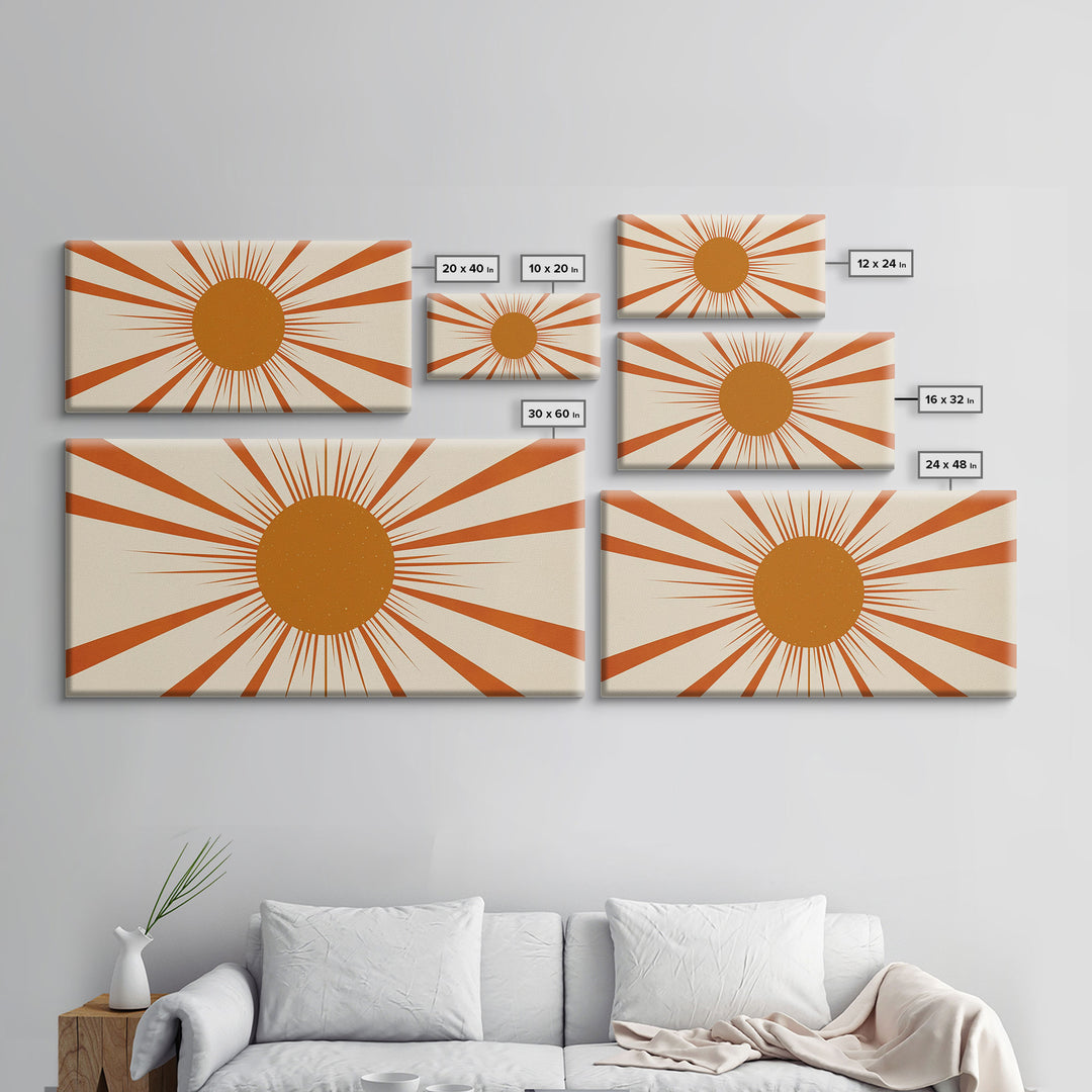 Art Deco Sun Burst Wall Art, Framed Canvas Print or Poster, Retro / Vintage Wall Decor, Modern Art, Sun Abstract Art MCM Midcentury Modern