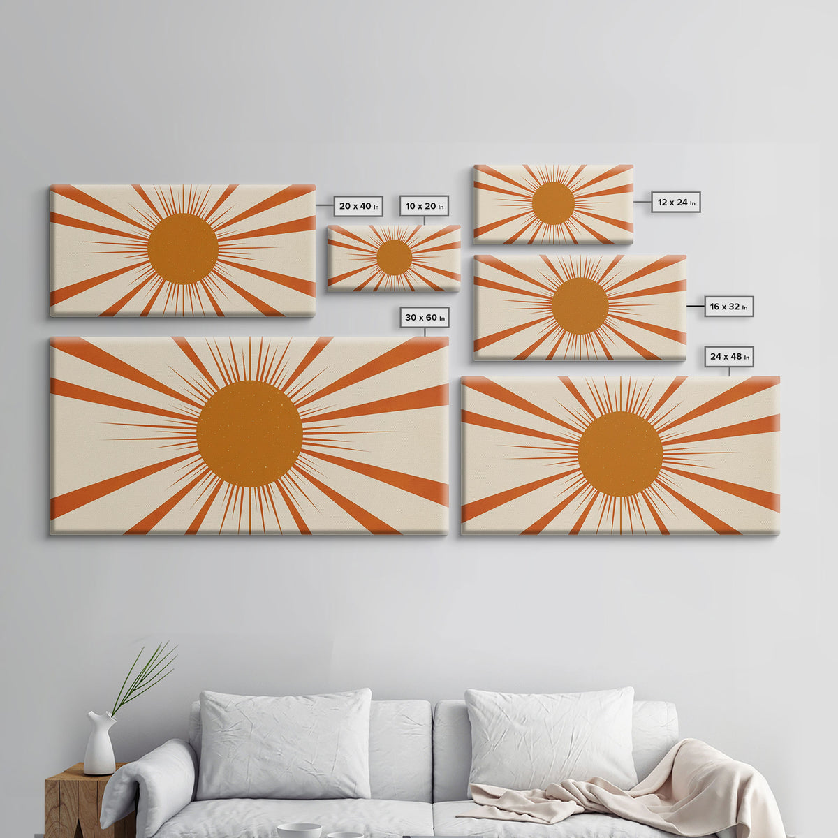 Art Deco Sun Burst Wall Art, Framed Canvas Print or Poster, Retro / Vintage Wall Decor, Modern Art, Sun Abstract Art MCM Midcentury Modern