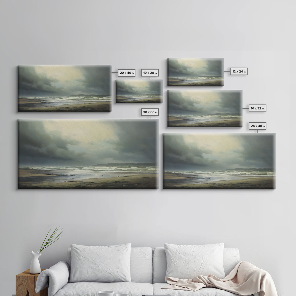 Moody Muted Landscape Oil Painting Canvas Print Wall Art, Nature Framed Large Gallery Art, Minimalist Art, Ready To Hang, Moody and Drab Art