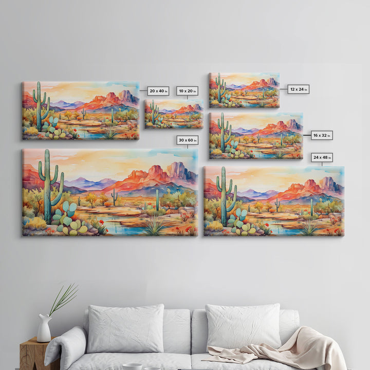 Minimalist Boho Wall Art, Pastel Desert Print, Framed Canvas Art, Unique Wall Art, Minimalist MCM Style Wall Art, Landscape Painting