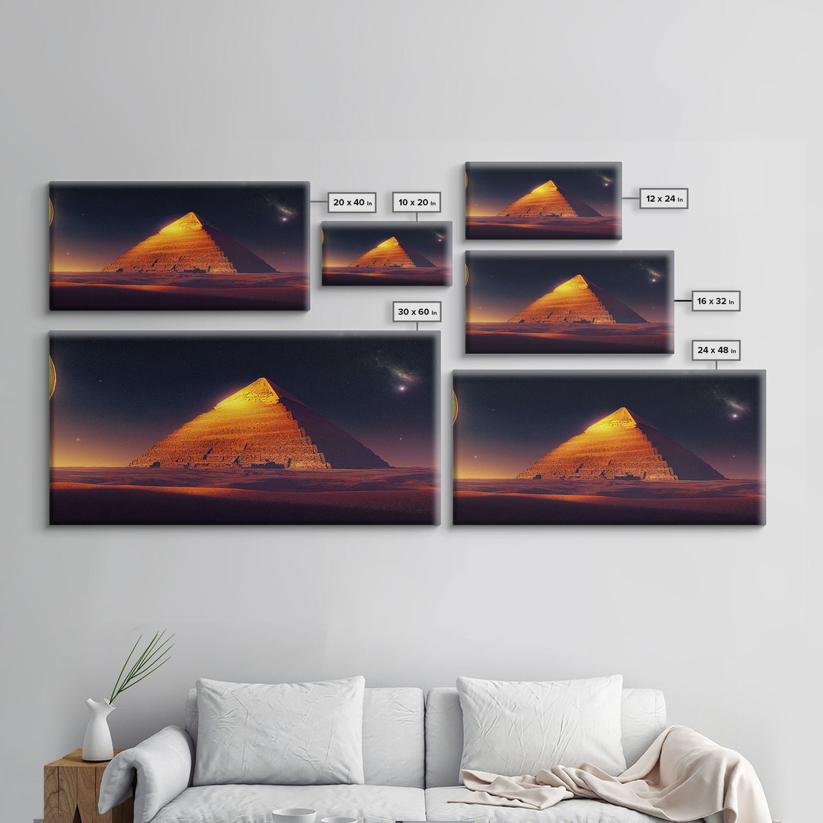 Pyramid Wall Art, Sands of Egypt, Ready To Hang Canvas Print, Framed Wall Art