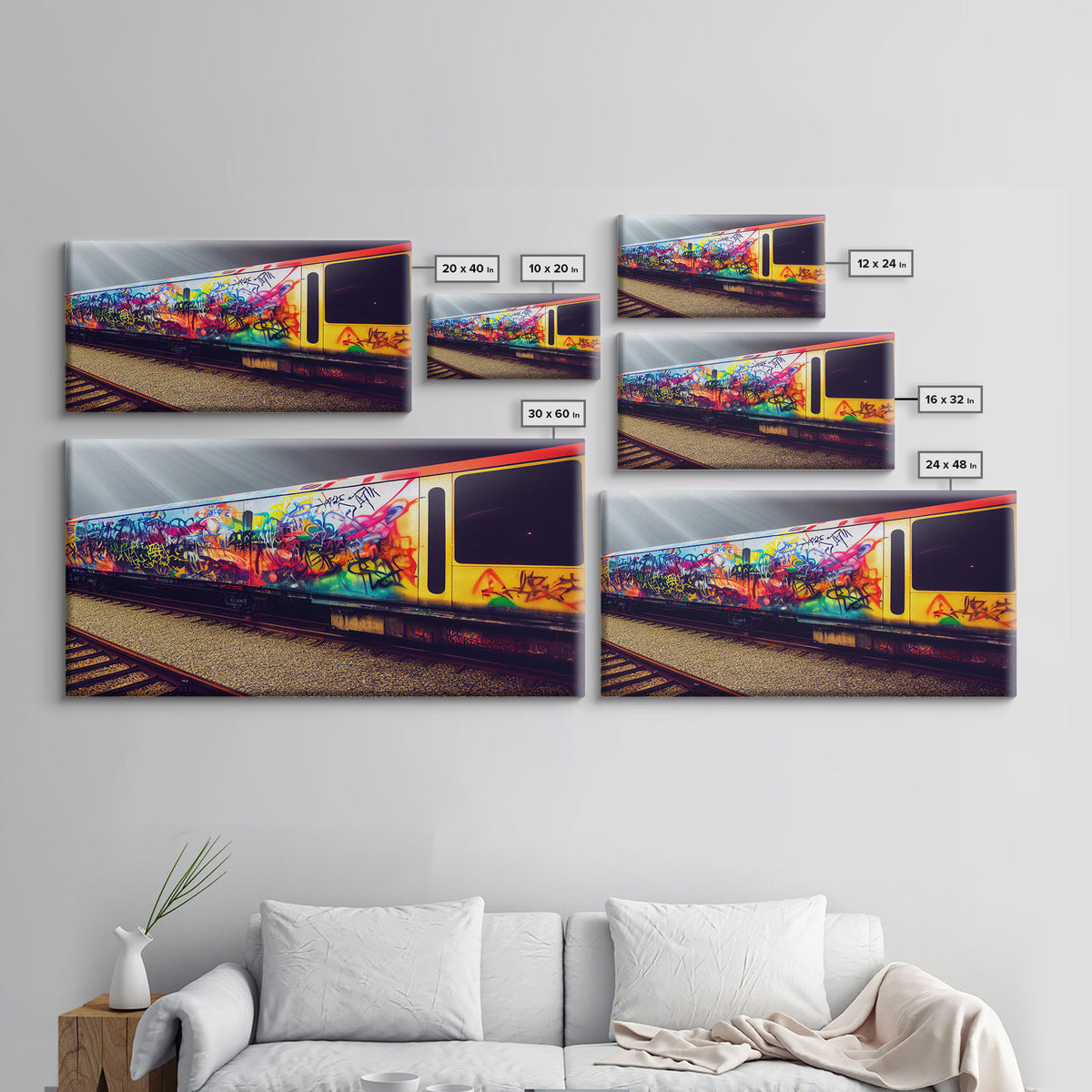 Train car graffiti wall decor, train box car, ready to hang canvas print wall art, graffiti art