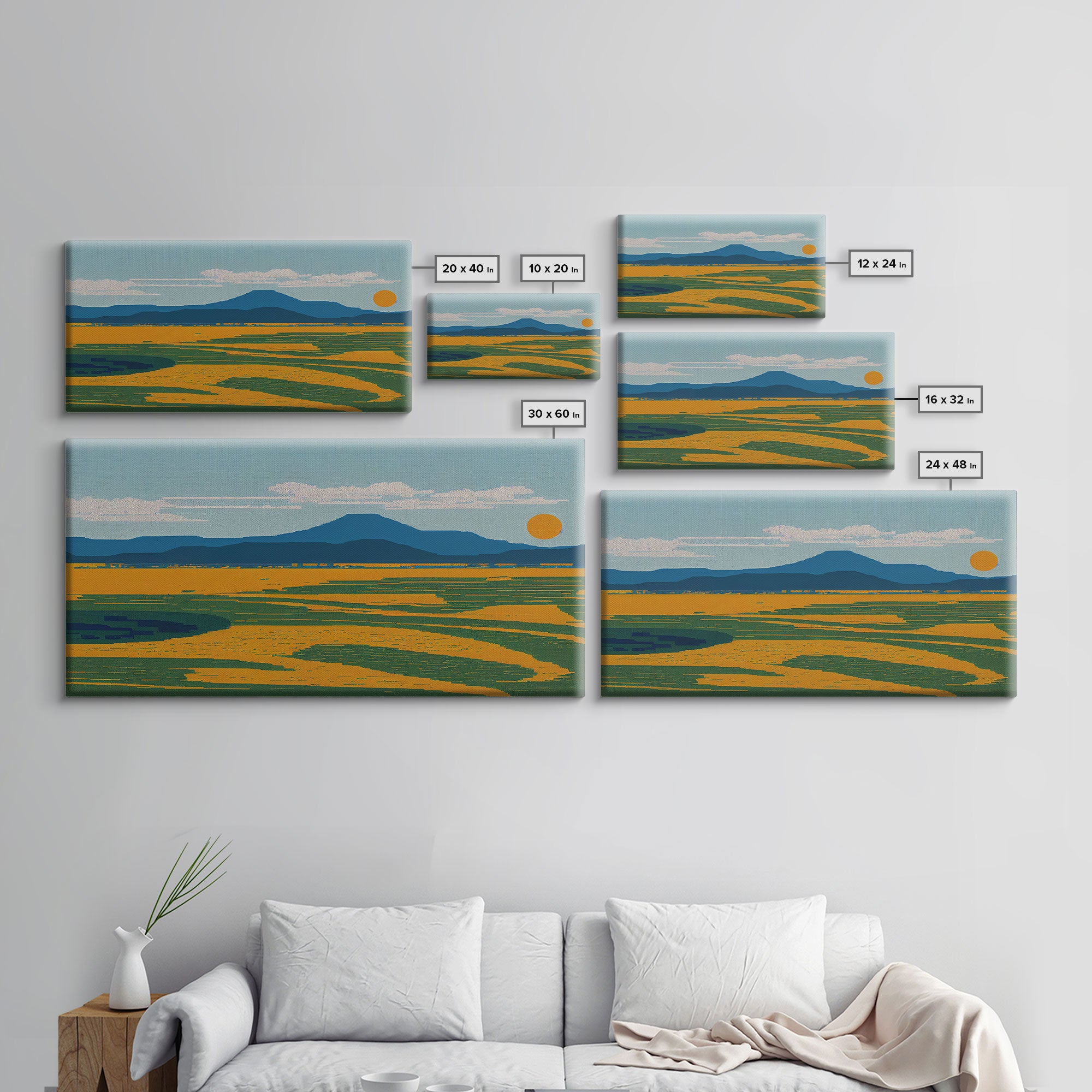 Pixel Art, Beautiful Landscape Made Of Pixels, Ready To Hang Canvas Print, Framed Wall Art