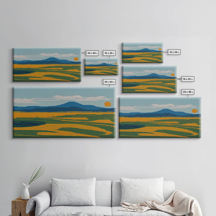 Pixel Art, Beautiful Landscape Made Of Pixels, Ready To Hang Canvas Print, Framed Wall Art
