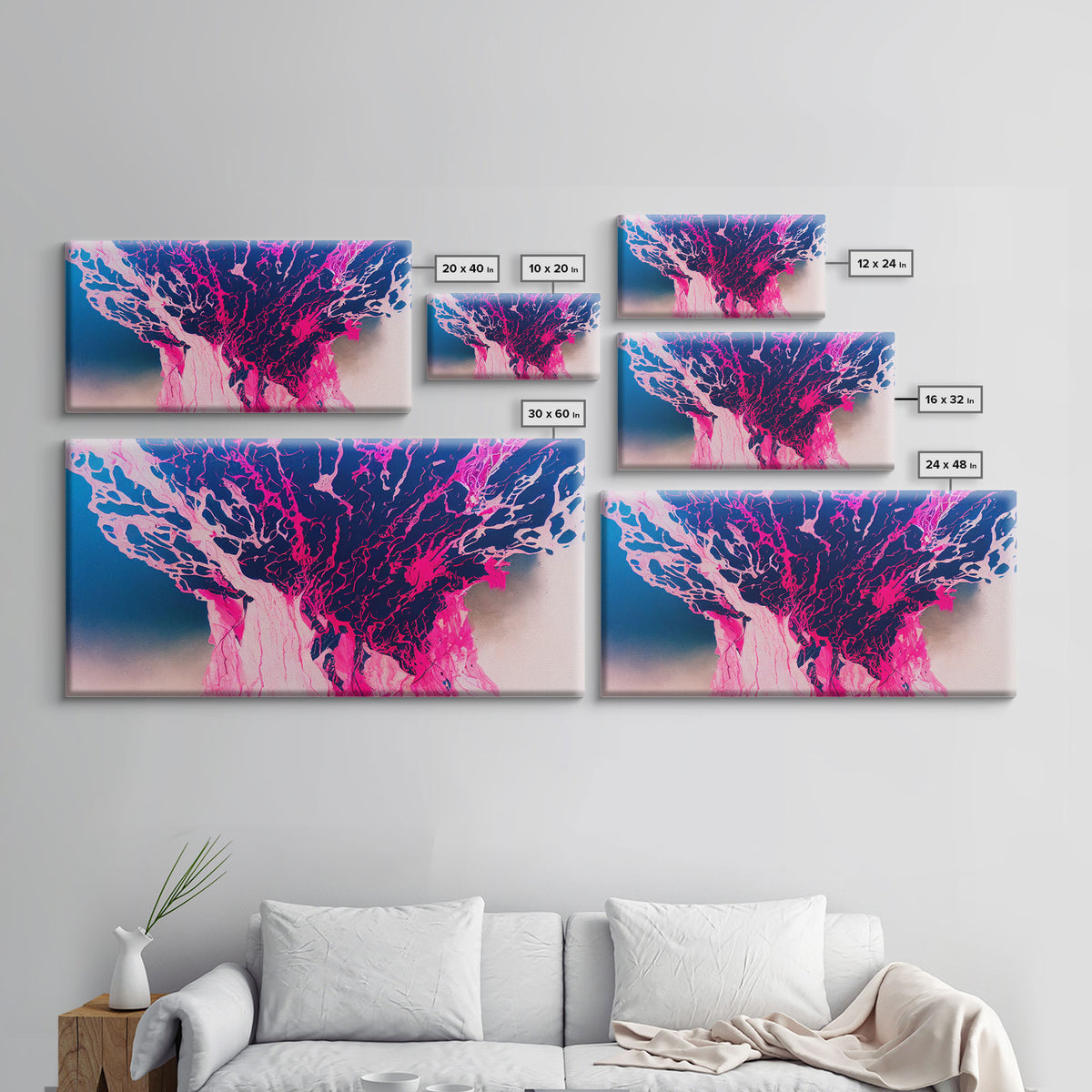 Neon Pink Explosion, Trippy Psychedelic Art, Ready To Hang Canvas Print, Framed Canvas Wall Art