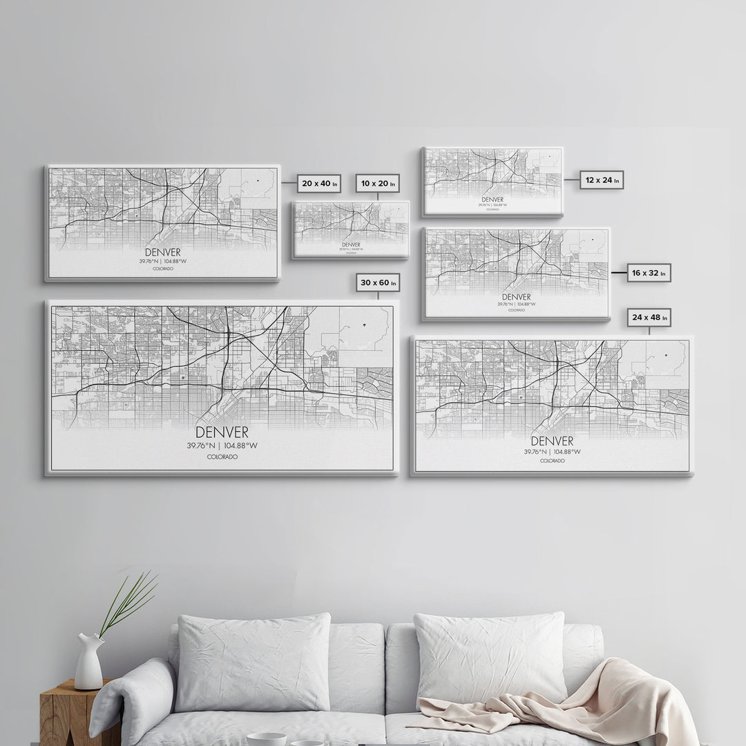 Denver Street Map, Colorado Map, Map Print, Minimalist Art, Wall Art, Canvas Art, Wall Décor Over The Couch, Housewarming Gift, Preppy Décor