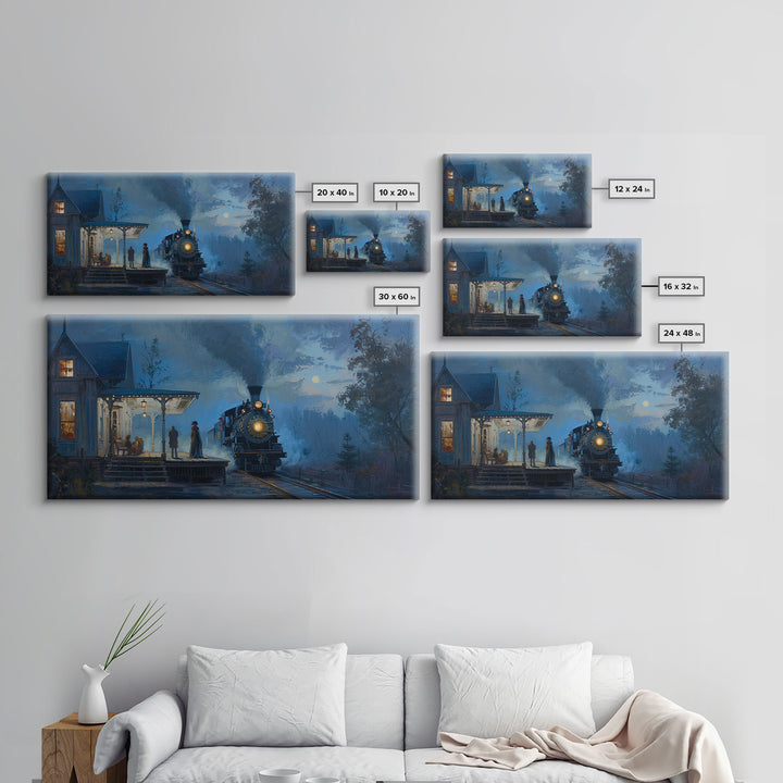 Haunted Steam Train, Spooky Wall Art, Framed Canvas Print, Unique Halloween Wall Art Gift Idea, Halloween Props