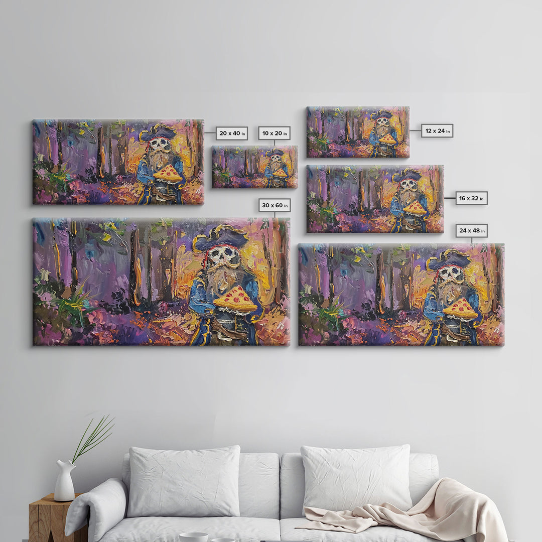 Do Ghost Pirates Eat Pizza? The Answer is Yes. Funny Halloween Wall Art, Framed Canvas Print