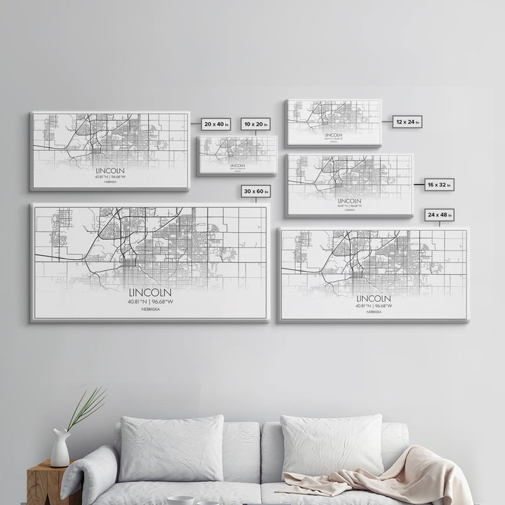 Lincoln City Map, Nebraska Map, Map Art, Modern Art, Wall Art, Canvas Art, Dorm Room Wall Art, Bar Wall Art, Gift For Mom, Teen Wall Art