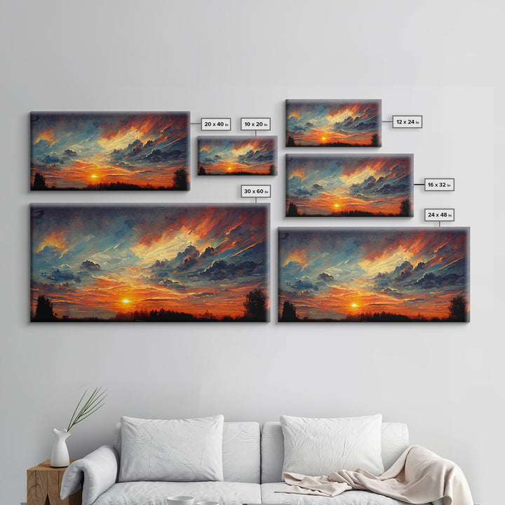 Mountain Sunset Oil Painting On Canvas, Canvas Print, Ready to hang gallery wrapped nature canvas print