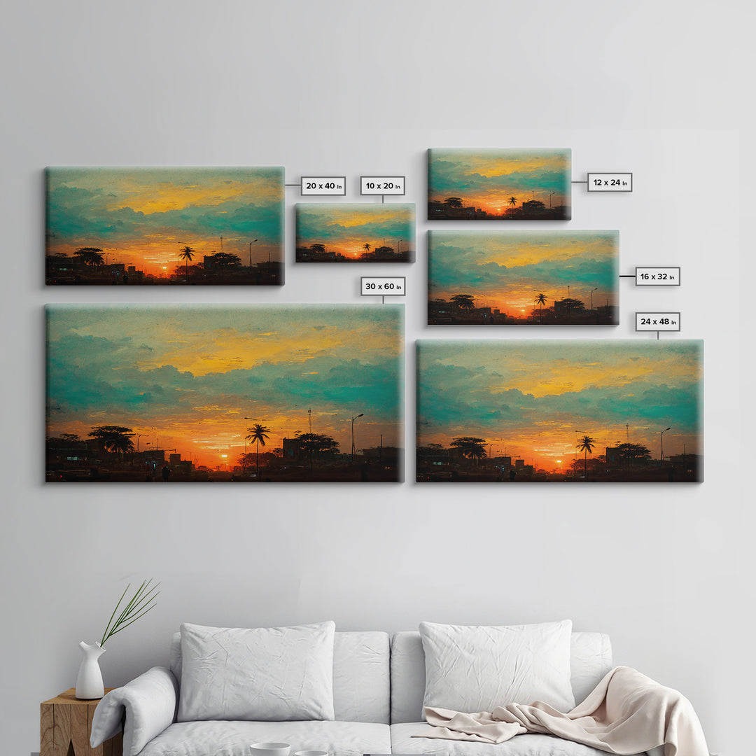 Los Angeles canvas print, sunset art, Los Angeles at Sunset, California, living room wall art, guest room wall art