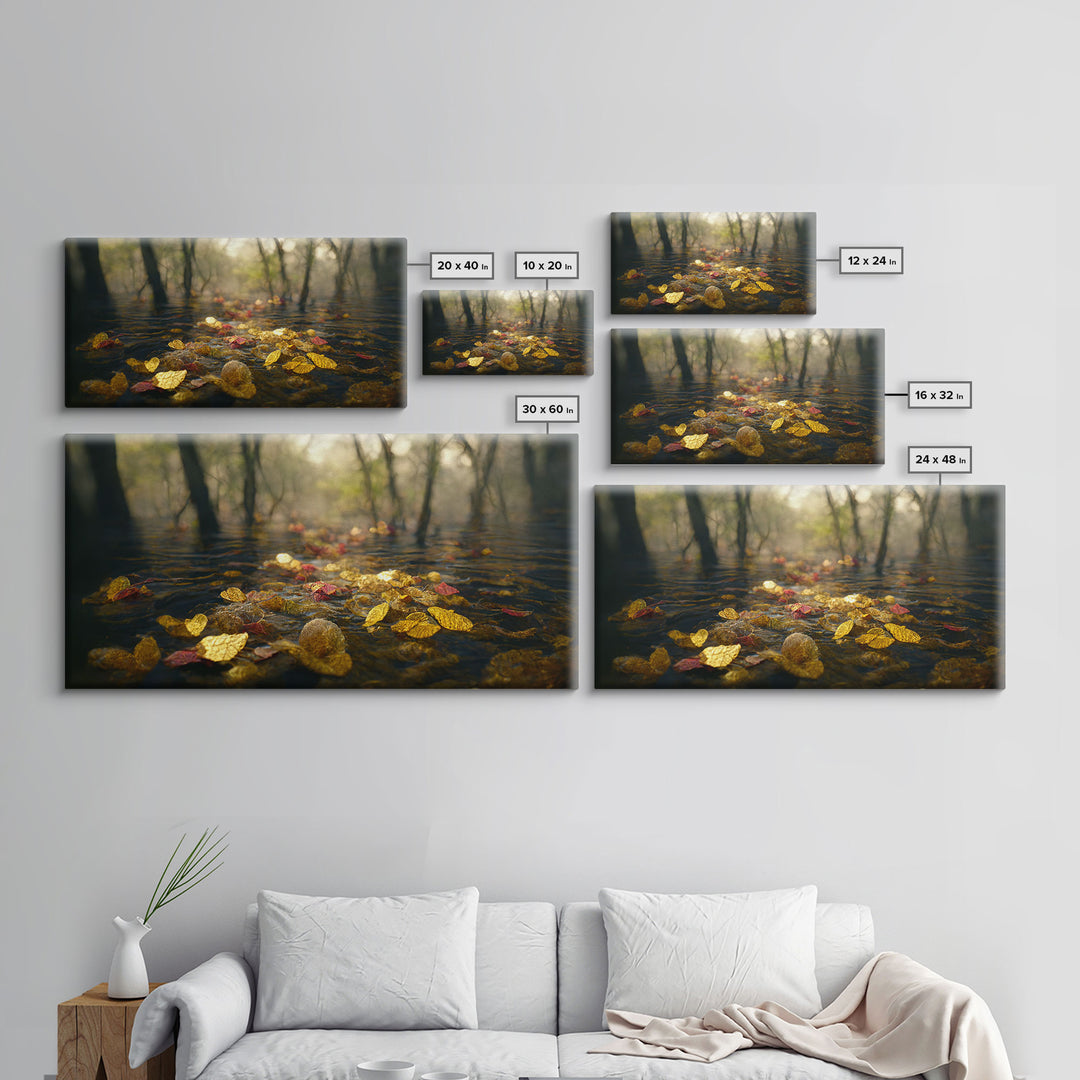 Wet Leaves Stream Forest Woods Fall Autumn Fine Art Print, Wall Art Print, Wall Décor, Wall Poster