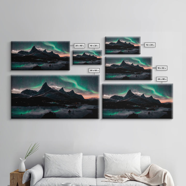 Northern Lights Fine Art Canvas Print, Aurora Wall Art , Landscape Print, Aurora Painting, Aurora Borealis Poster