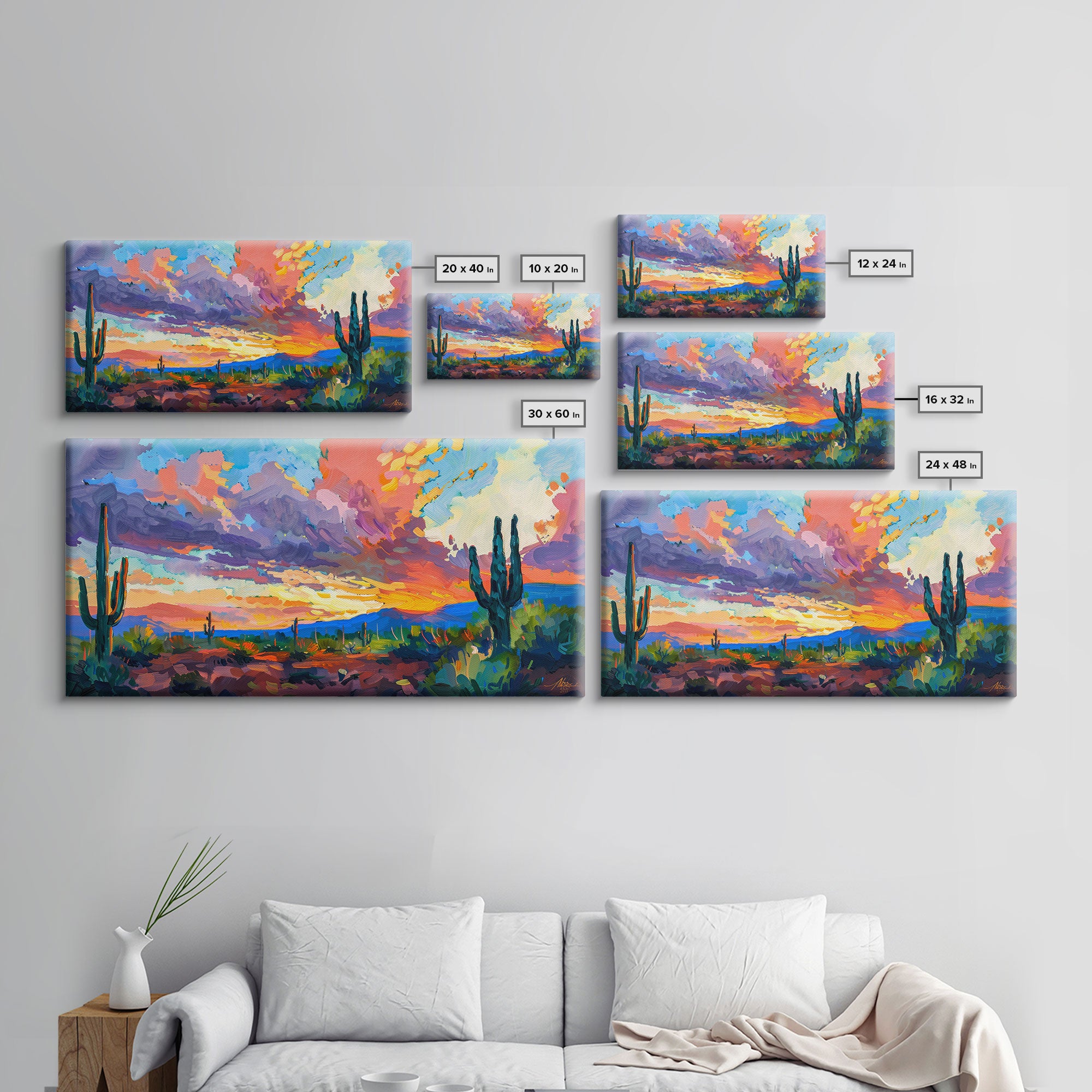 Radiant Desert Pathway with Sunset Glow, Framed Canvas Print for Living Room Art, Perfect for Boho and Southwestern Decor