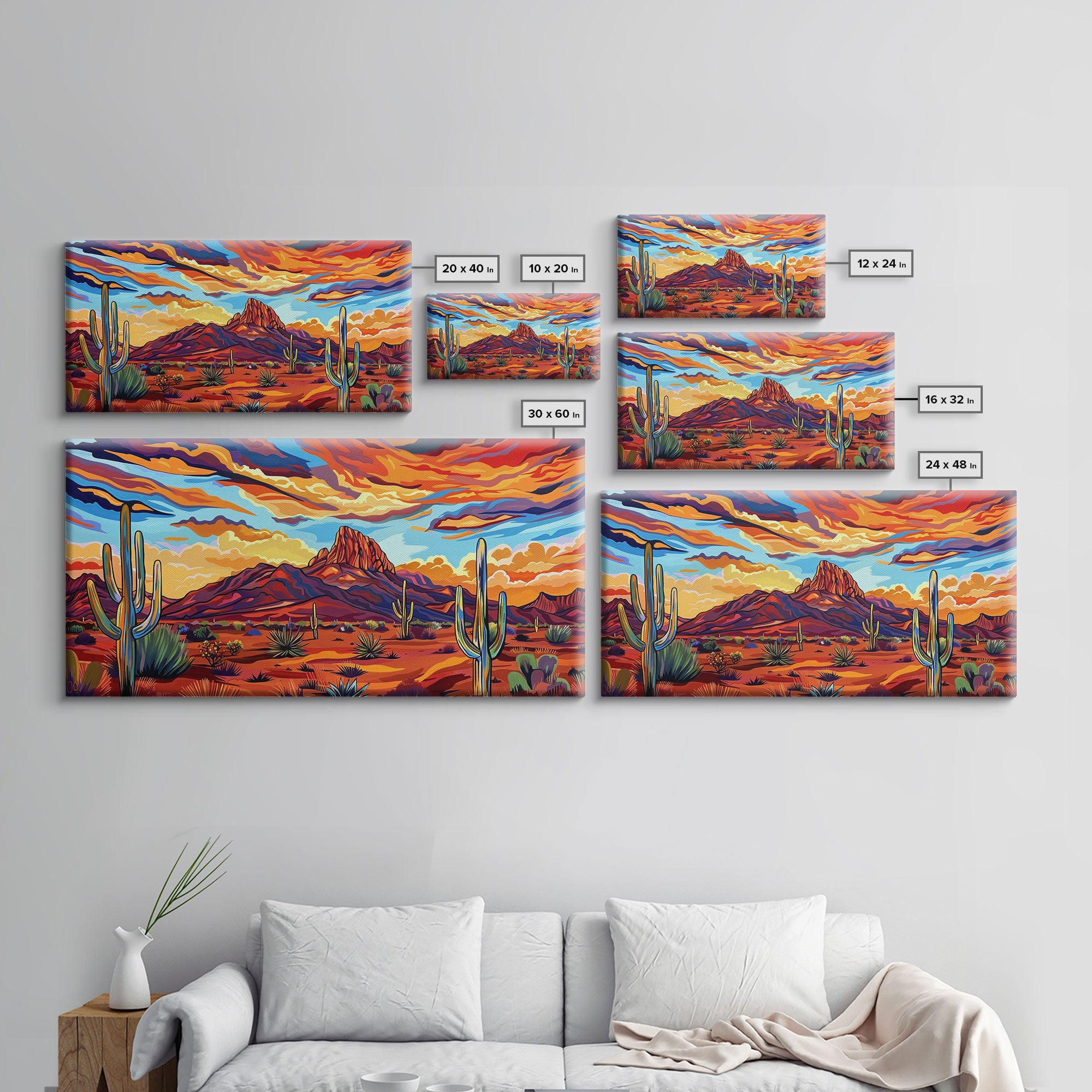Serene Desert Sunset with Water Reflection, Framed Canvas Print for Bedroom Art, Ideal for Boho and Southwestern Decor