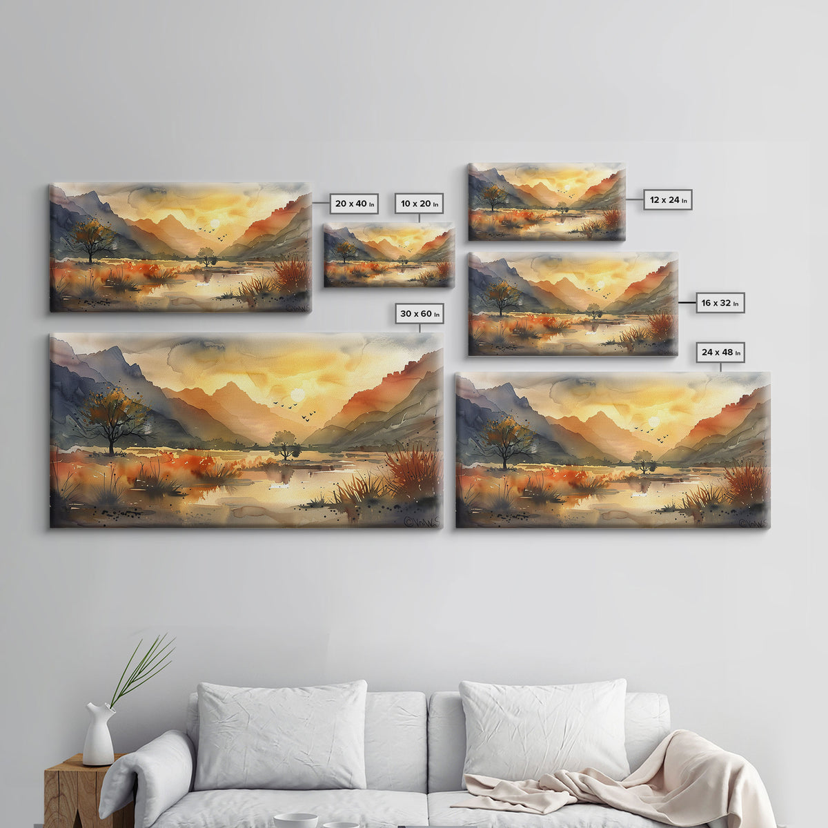 Peaceful Desert Landscape with Autumn Colors, Framed Canvas Print for Living Room Art, Perfect for Boho and Southwestern Decor