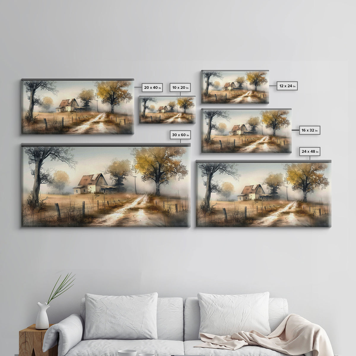 Desert Flora with Vibrant Flowers and Mountains, Colorful Framed Canvas Print for Home, Southwestern Style Wall Art, Nature Decor