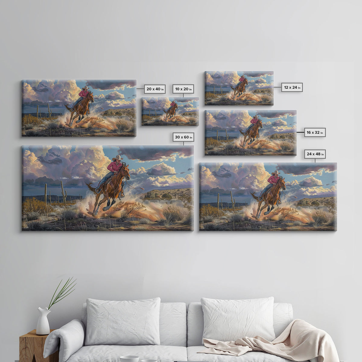 Colorful Desert Landscape with Tree Under Starry Sky, Stunning Framed Canvas Print, Living Room Art, Bedroom Decor, Southwestern Wall Art