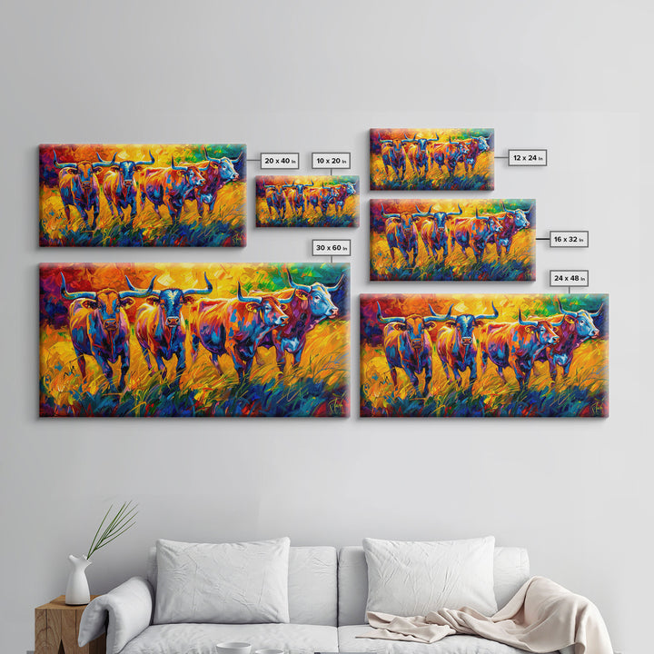 Expressive Cows in Abstract Colors, Perfect for Living Room Art, Framed Canvas Print, Bedroom Decor, Home Decoration, Modern Farmhouse Decor